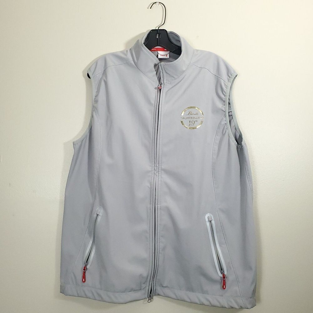 SLAM Inwood Vest Men's M Gray Full Zip Zip Pockets Mesh Lining Outdoors Logo